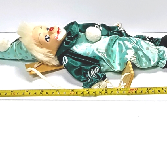 Vintage Porcelain Head Clown Doll body sitting on a Swing Hand painted - Picture 10 of 10